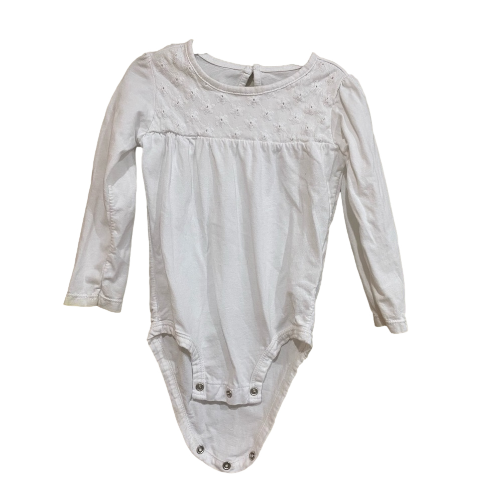 Carters long sleeve white top eyelit detail 24 months.